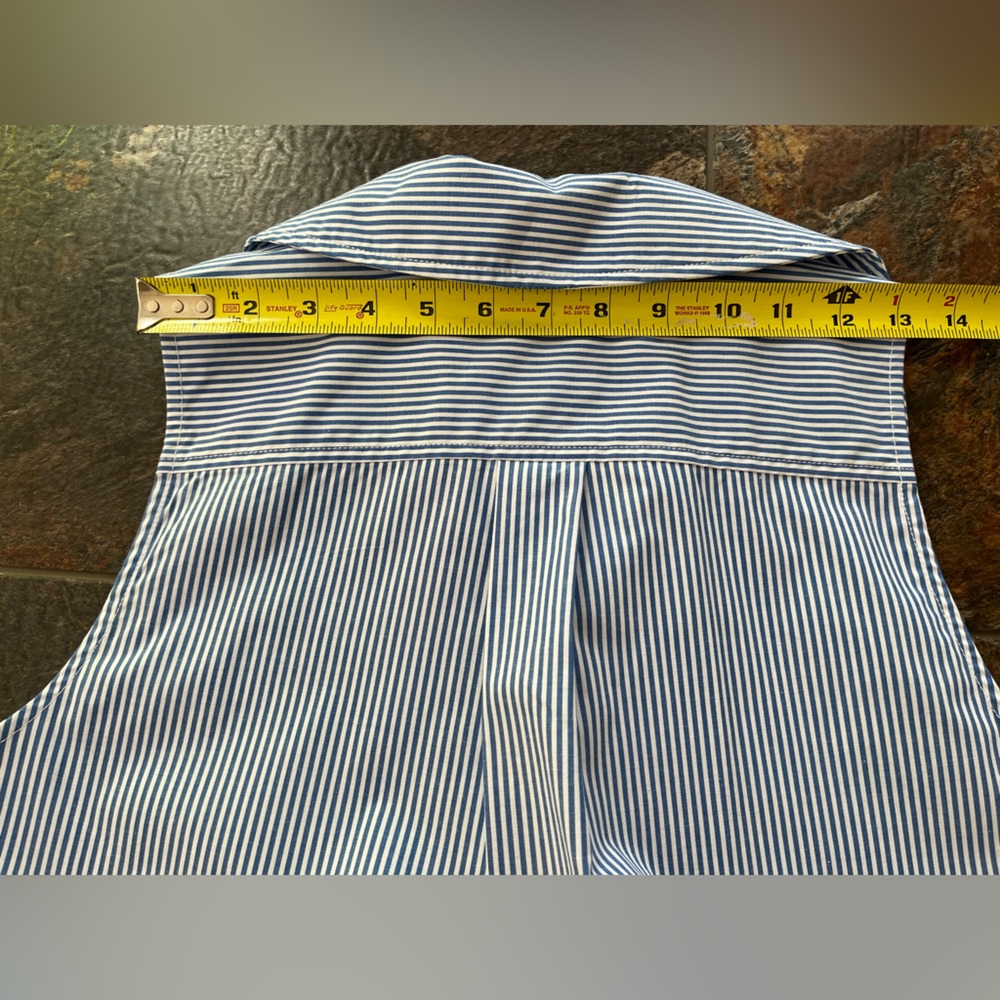 Women’s Casa Cabana blue white pinstripe sleeve collar button shirt. Size small - Picture 11 of 12